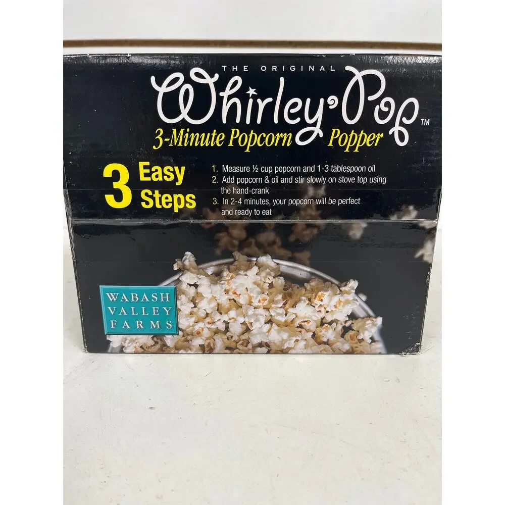 Whirley Pop 3 min. Popcorn Popper W/2 bags of Hull-less Popcorn StoveTop 6qt NIB